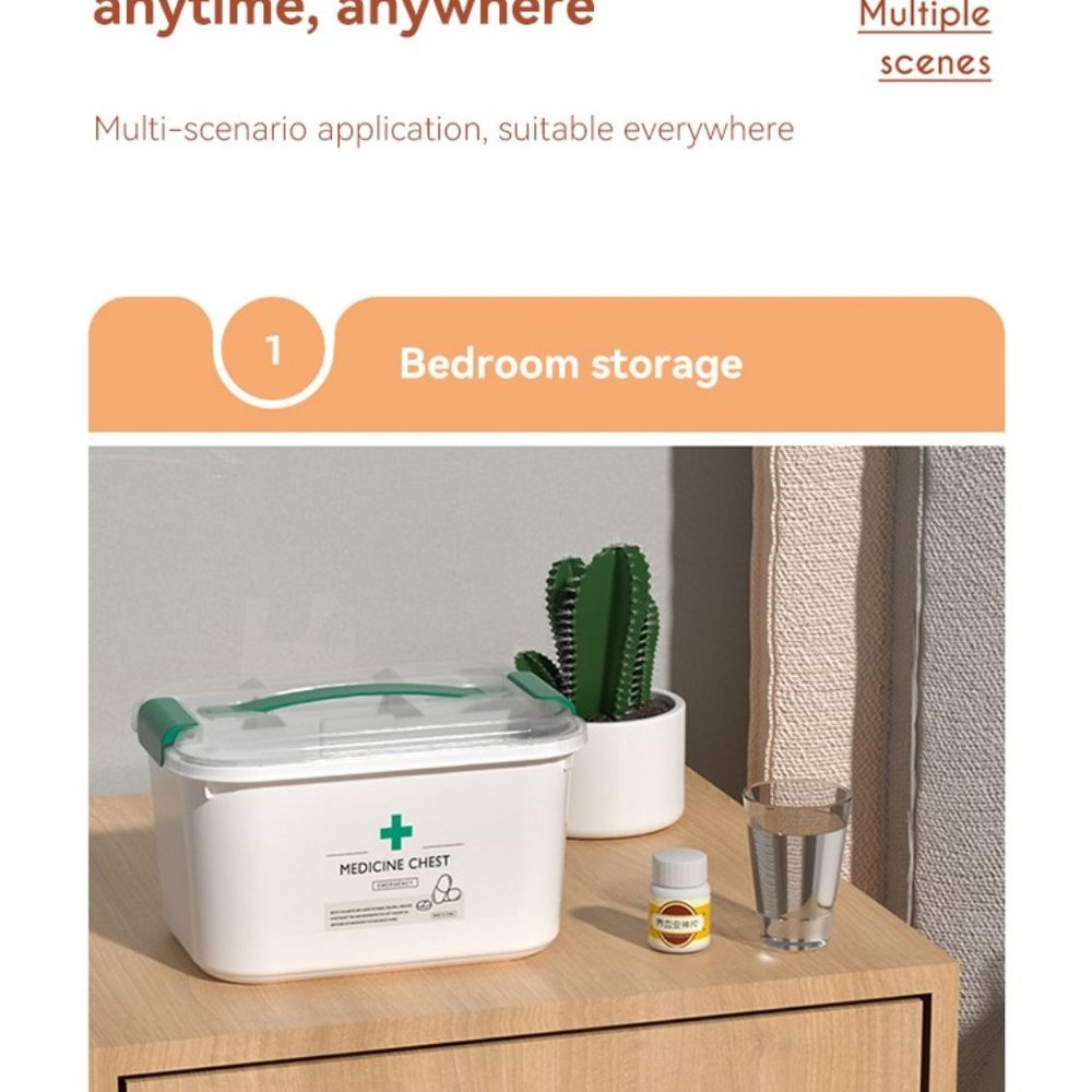 Sleek Household Medical Box Emergency Medical Storage Box Drug Large Capacity